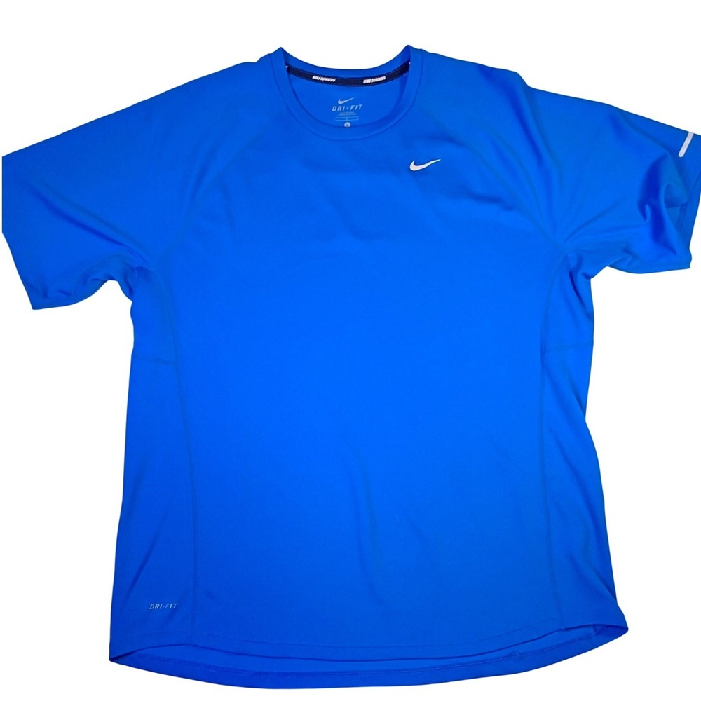Nike Running Dri-FIT Shirt Mens Large Blue Short Sleeve Performance Tee L - Picture 2 of 8
